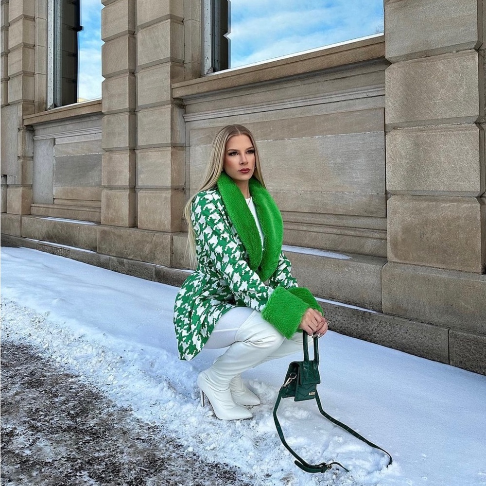 CHICME green houndstooth blazer jacket